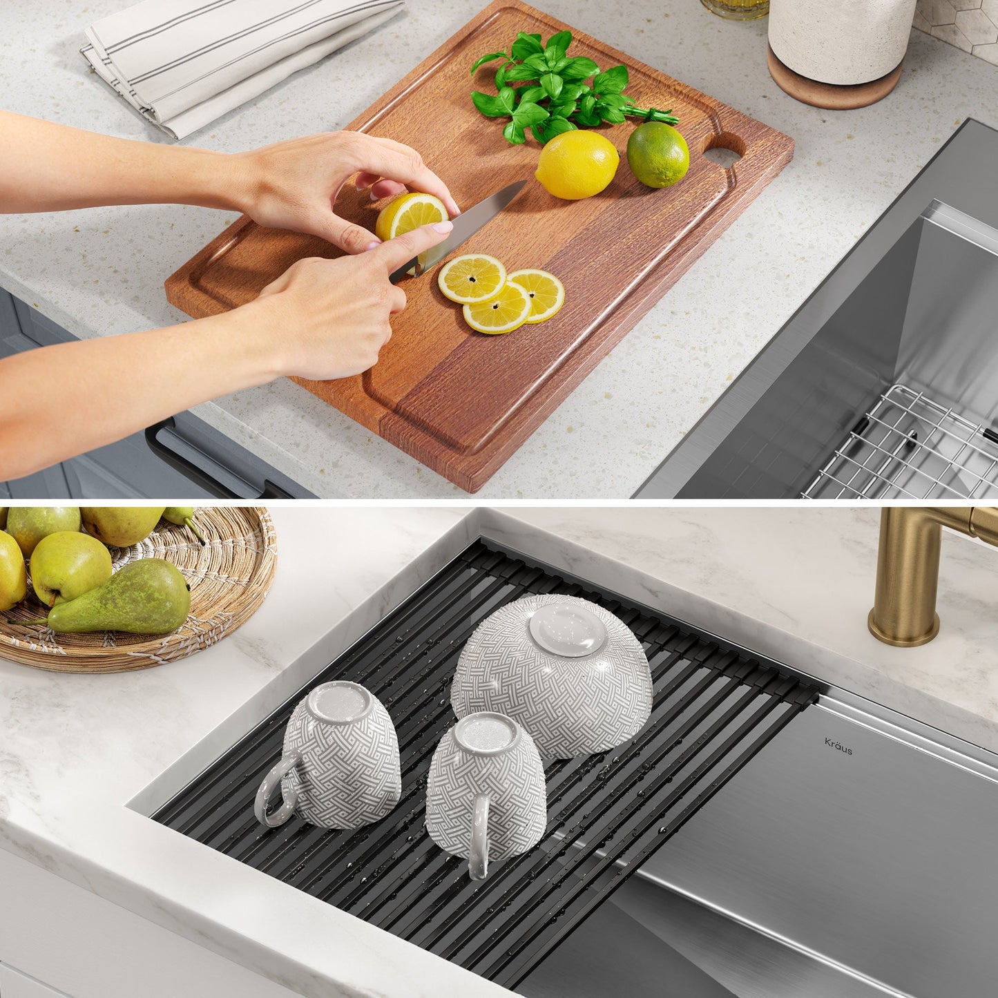 KRAUS Kore 36" Undermount Workstation 16 Gauge Stainless Steel Single Bowl Kitchen Sink with Accessories - KWU110-36