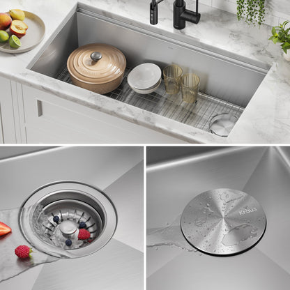 KRAUS Kore 36" Undermount Workstation 16 Gauge Stainless Steel Single Bowl Kitchen Sink with Accessories - KWU110-36