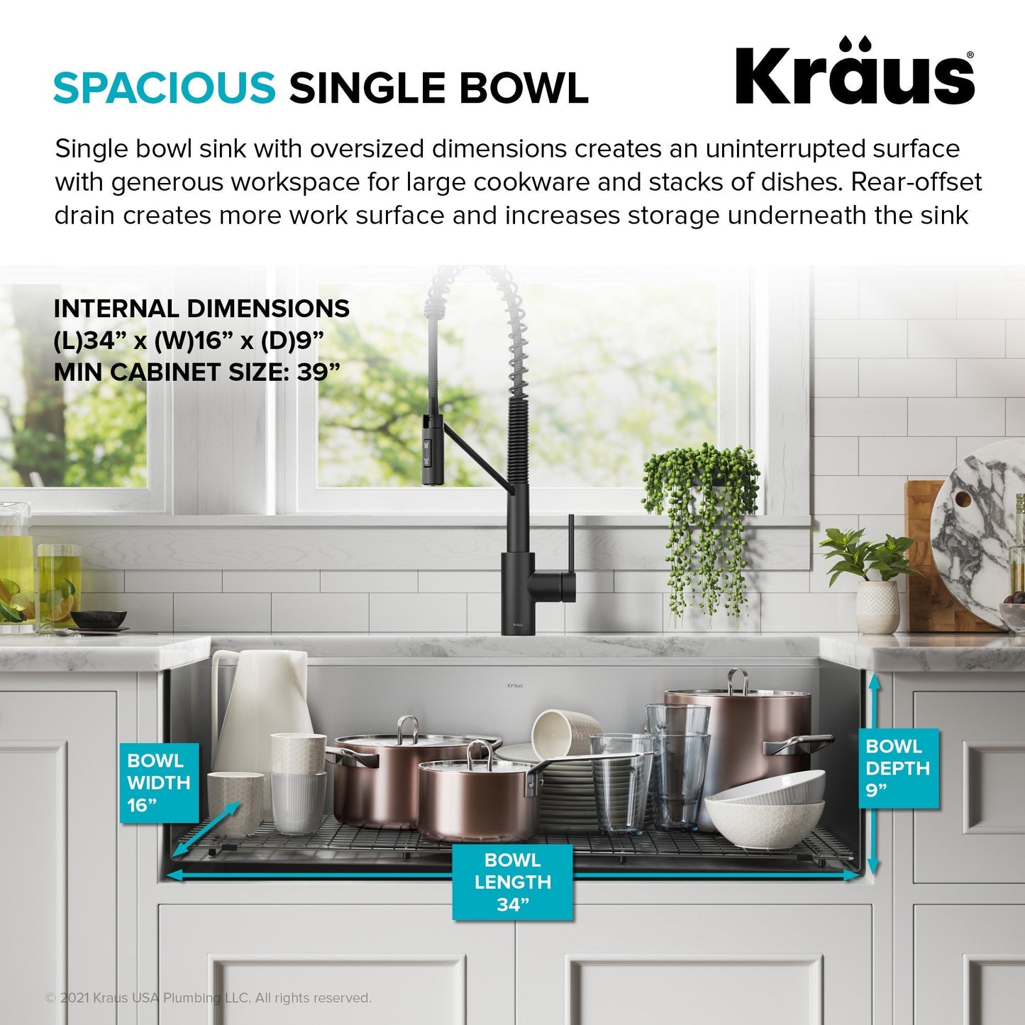 KRAUS Kore 36" Undermount Workstation 16 Gauge Stainless Steel Single Bowl Kitchen Sink with Accessories - KWU110-36