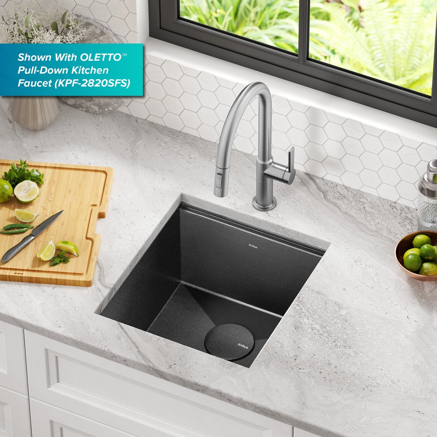 KRAUS Kore Workstation 17" Undermount 16 Gauge Bar or Prep Sink in PVD Gunmetal - KWU1101-17-PGM