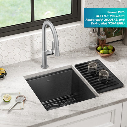 KRAUS Kore Workstation 17" Undermount 16 Gauge Bar or Prep Sink in PVD Gunmetal - KWU1101-17-PGM