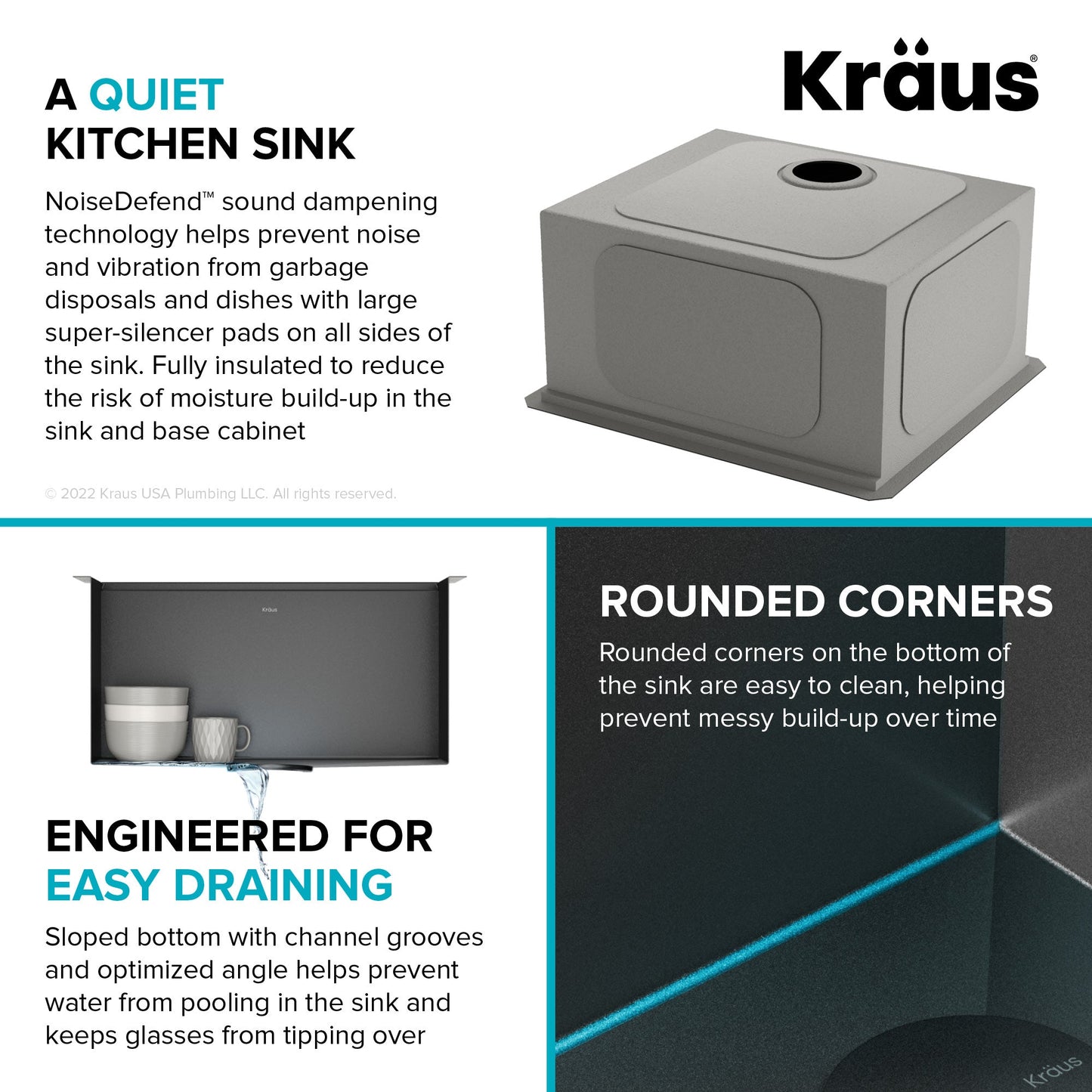 KRAUS Kore Workstation 21" Undermount 16 Gauge Bar or Kitchen Sink in PVD Gunmetal - KWU1101-21-PGM