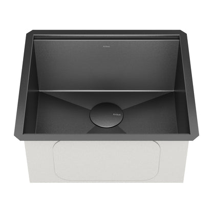KRAUS Kore Workstation 21" Undermount 16 Gauge Bar or Kitchen Sink in PVD Gunmetal - KWU1101-21-PGM
