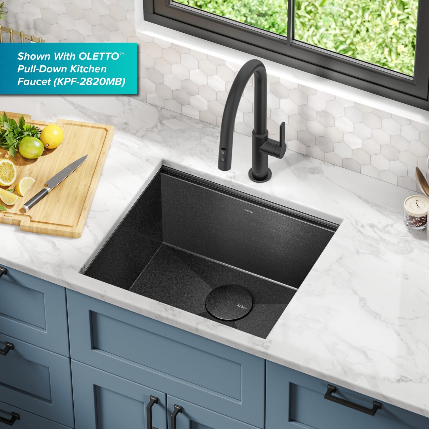 KRAUS Kore Workstation 21" Undermount 16 Gauge Bar or Kitchen Sink in PVD Gunmetal - KWU1101-21-PGM