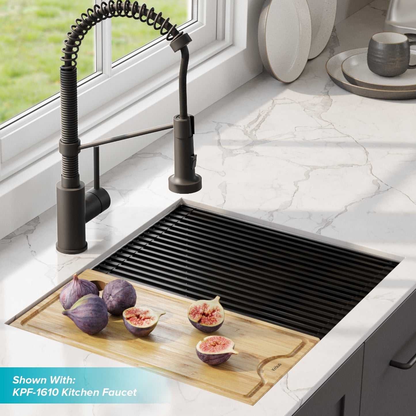 KRAUS Kore Workstation 23" Undermount 16 Gauge Single Bowl Stainless Steel Kitchen Sink with Accessories - KWU111-23