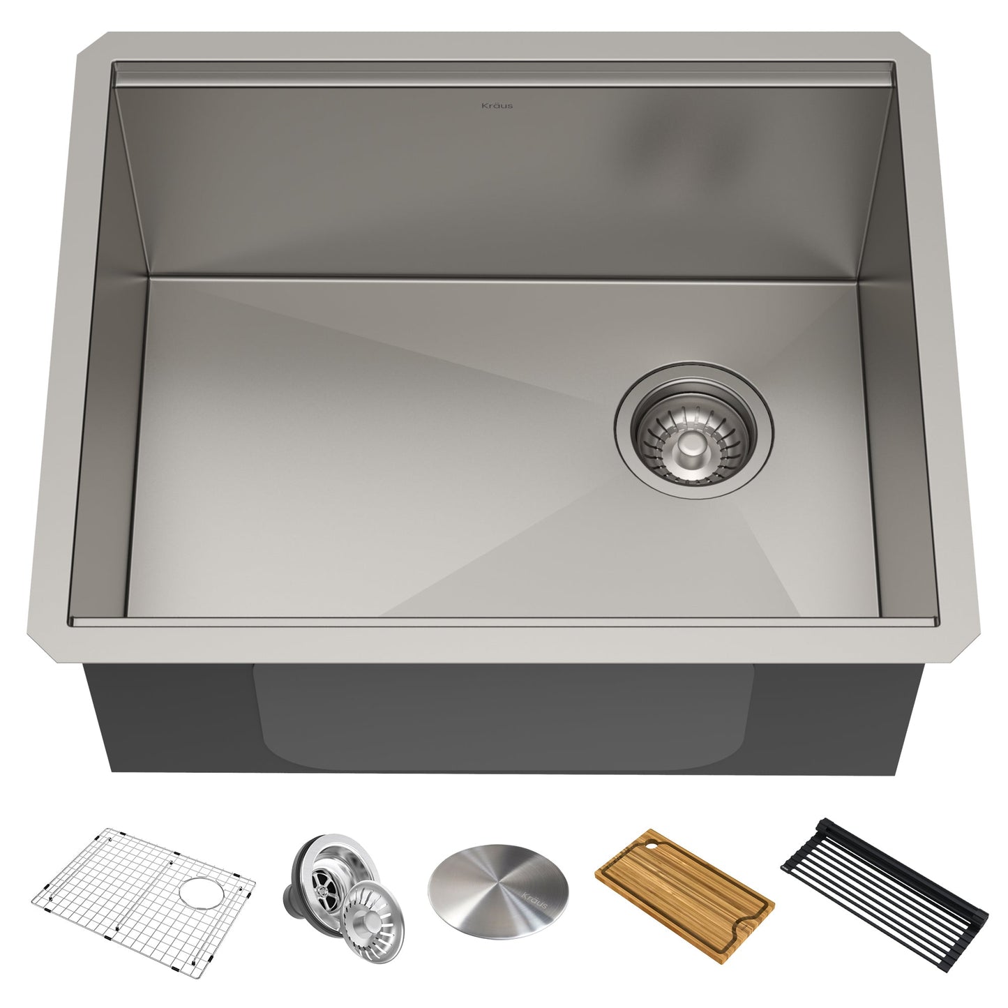 KRAUS Kore Workstation 23" Undermount 16 Gauge Single Bowl Stainless Steel Kitchen Sink with Accessories - KWU111-23