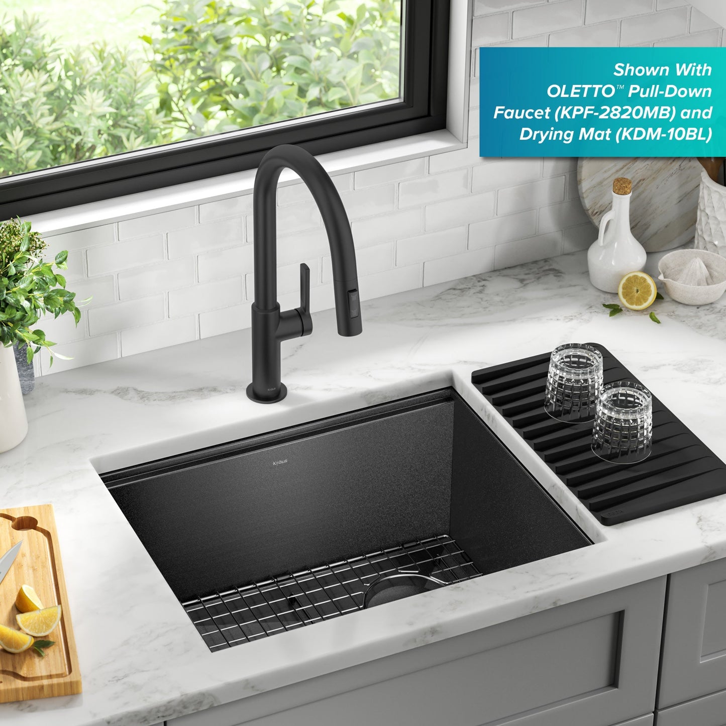 KRAUS Kore Workstation 23" Undermount Kitchen Sink in 16 Gauge PVD Gunmetal - KWU1111-23-PGM