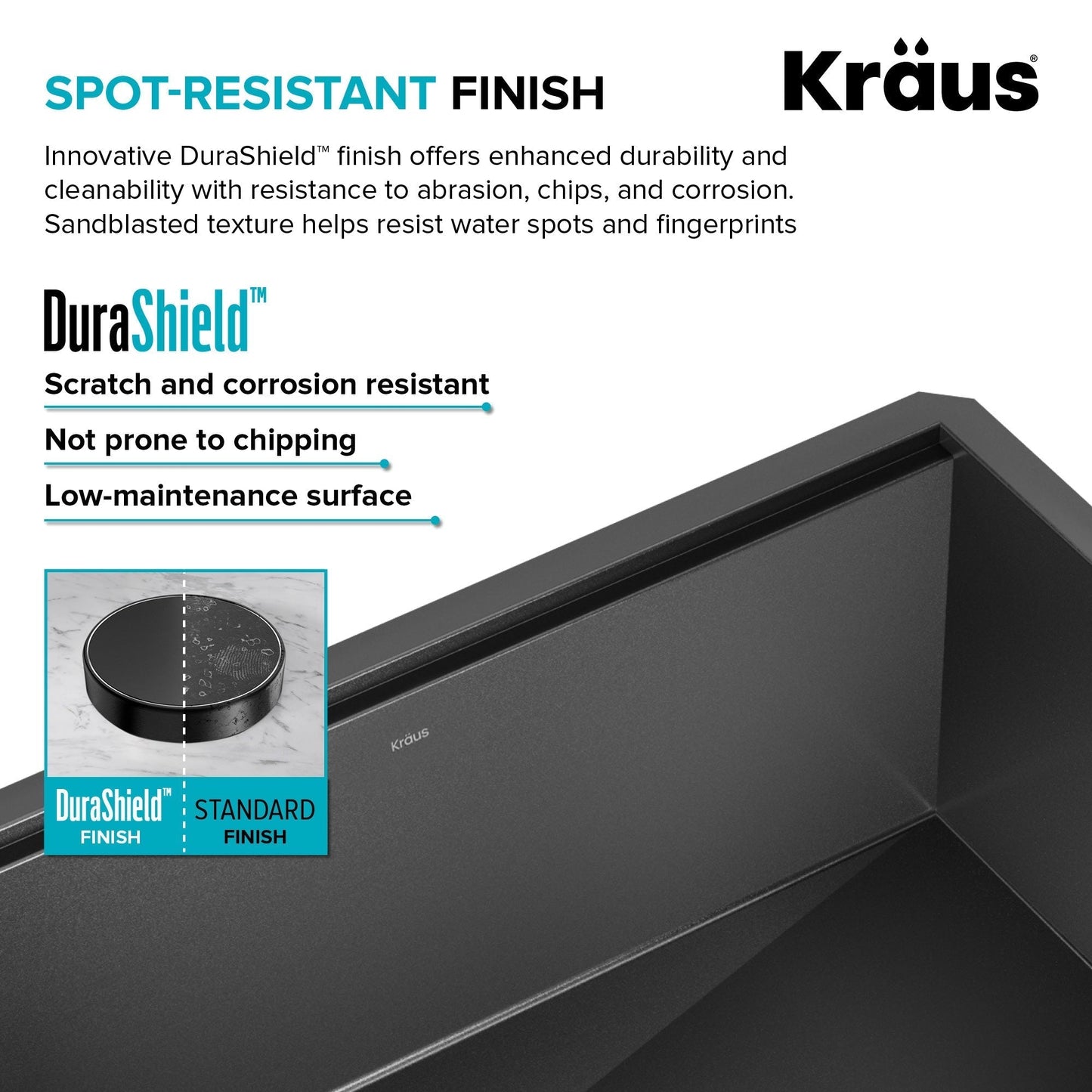 KRAUS Kore Workstation 23" Undermount Kitchen Sink in 16 Gauge PVD Gunmetal - KWU1111-23-PGM