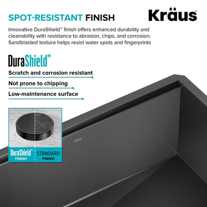 KRAUS Kore Workstation 23" Undermount Kitchen Sink in 16 Gauge PVD Gunmetal - KWU1111-23-PGM