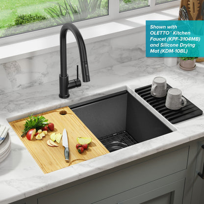 KRAUS Kore Workstation 27" Undermount 16 Gauge Single Bowl Kitchen Sink in PVD Gunmetal - KWU110-27-PGM