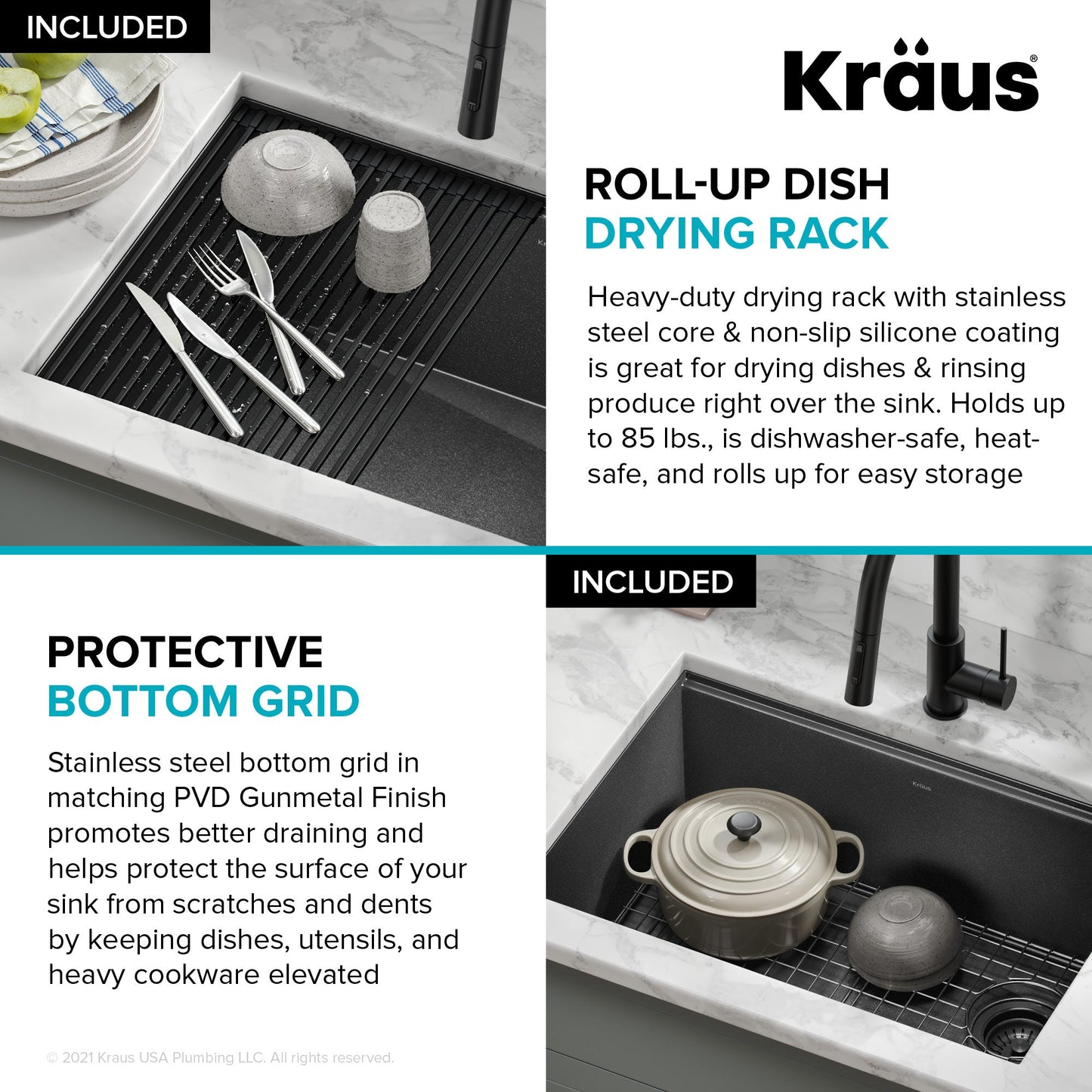 KRAUS Kore Workstation 27" Undermount 16 Gauge Single Bowl Kitchen Sink in PVD Gunmetal - KWU110-27-PGM