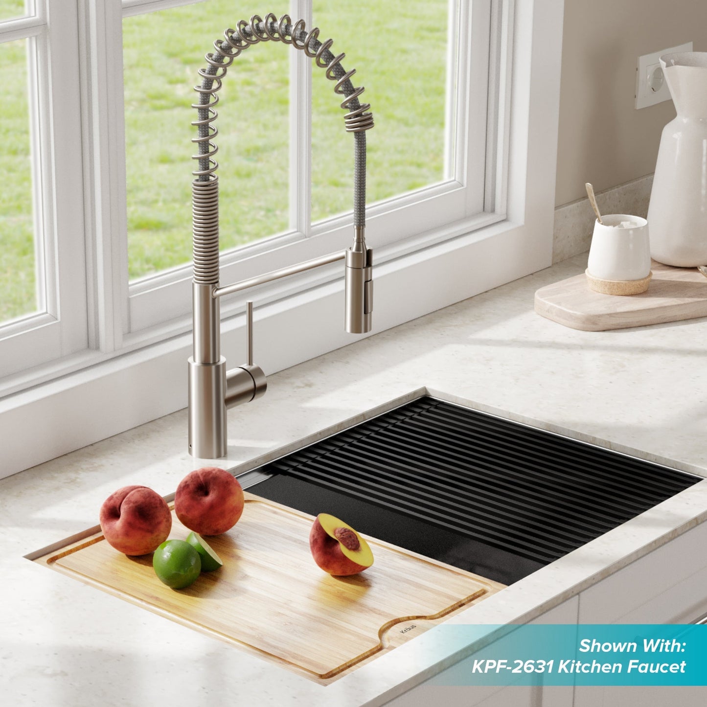 KRAUS Kore Workstation 27" Undermount 16 Gauge Single Bowl Stainless Steel Kitchen Sink with Accessories - KWU110-27