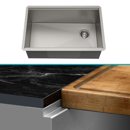 KRAUS Kore Workstation 27" Undermount 16 Gauge Single Bowl Stainless Steel Kitchen Sink with Accessories - KWU110-27