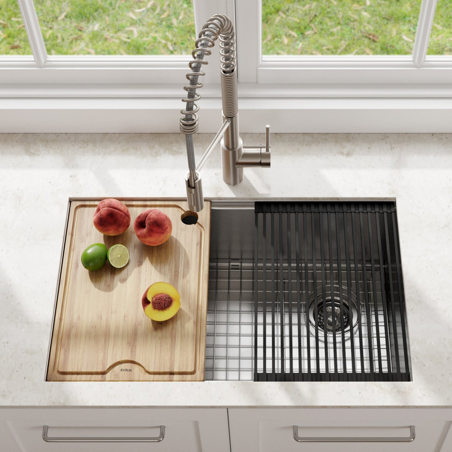 KRAUS Kore Workstation 27" Undermount 16 Gauge Single Bowl Stainless Steel Kitchen Sink with Accessories - KWU110-27