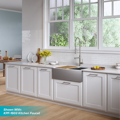KRAUS Kore Workstation 30" Farmhouse Flat Apron Front 16 Gauge Single Bowl Stainless Steel Kitchen Sink - KWF410-30