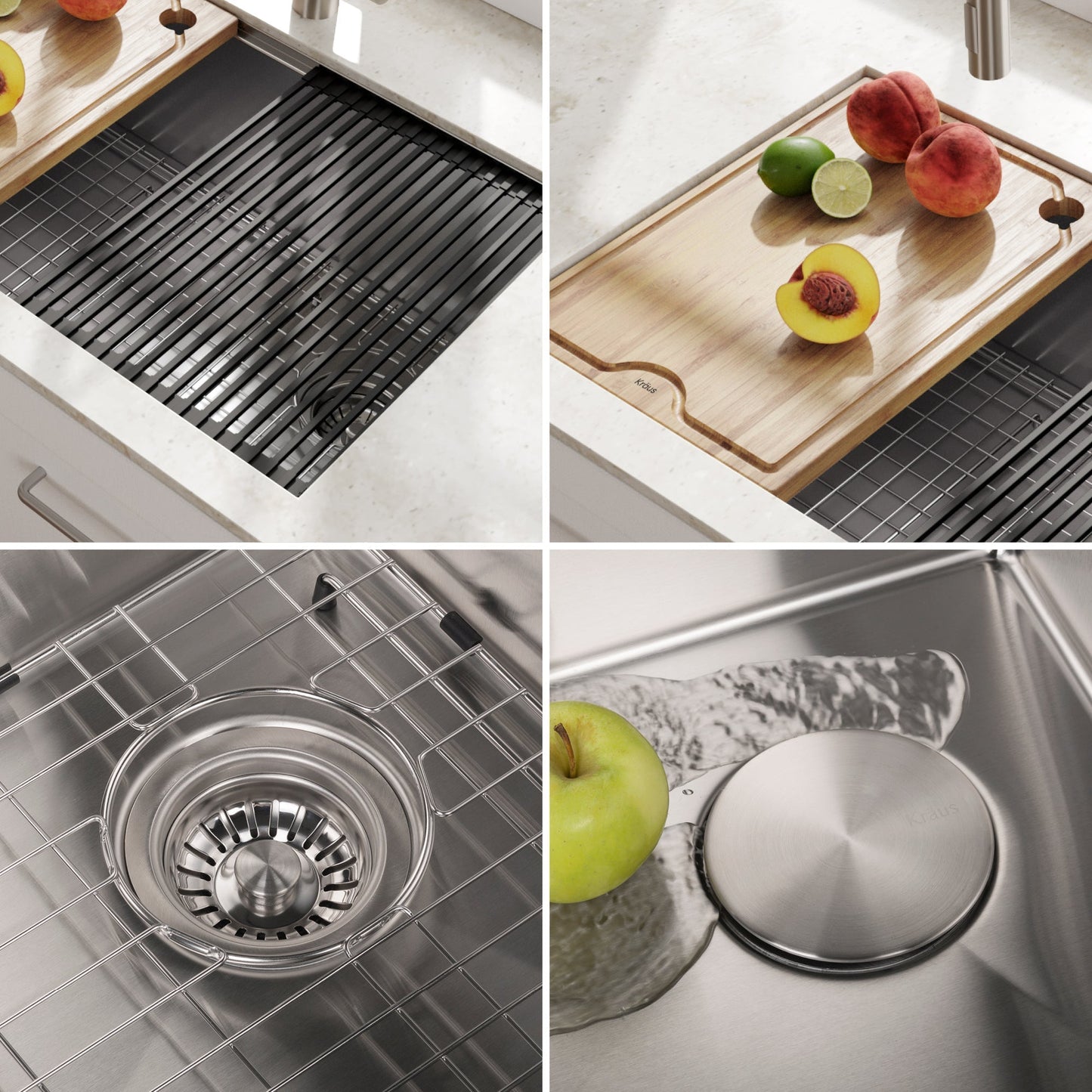 KRAUS Kore Workstation 30" Undermount 16 Gauge Single Bowl Stainless Steel Kitchen Sink with Accessories - KWU110-30