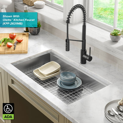 KRAUS Kore Workstation 32" Undermount 16 Gauge 5.5" Deep Single Bowl ADA Kitchen Sink - KWU110-32/5.5