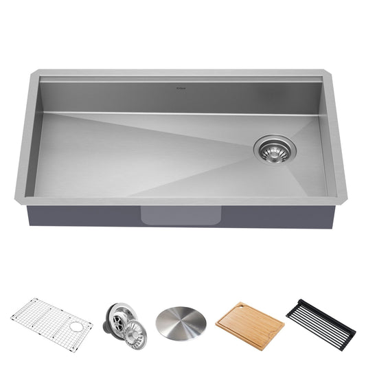 KRAUS Kore Workstation 32" Undermount 16 Gauge 5.5" Deep Single Bowl ADA Kitchen Sink - KWU110-32/5.5
