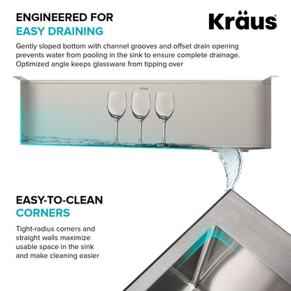 KRAUS Kore Workstation 32" Undermount 16 Gauge Single Bowl Stainless Steel Kitchen Sink with Accessories - KWU110-32