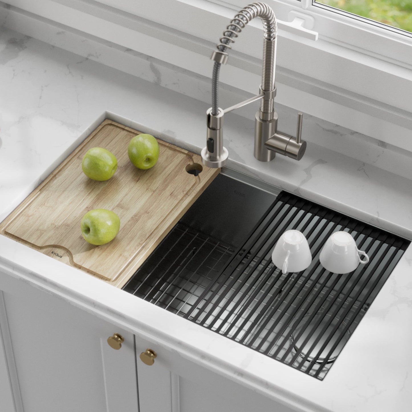 KRAUS Kore Workstation 32" Undermount 16 Gauge Single Bowl Stainless Steel Kitchen Sink with Accessories - KWU110-32