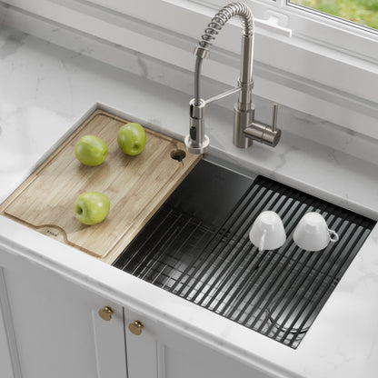 KRAUS Kore Workstation 32" Undermount 16 Gauge Single Bowl Stainless Steel Kitchen Sink with Accessories - KWU110-32