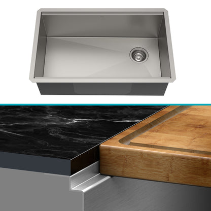 KRAUS Kore Workstation 32" Undermount 16 Gauge Single Bowl Stainless Steel Kitchen Sink with Accessories - KWU110-32