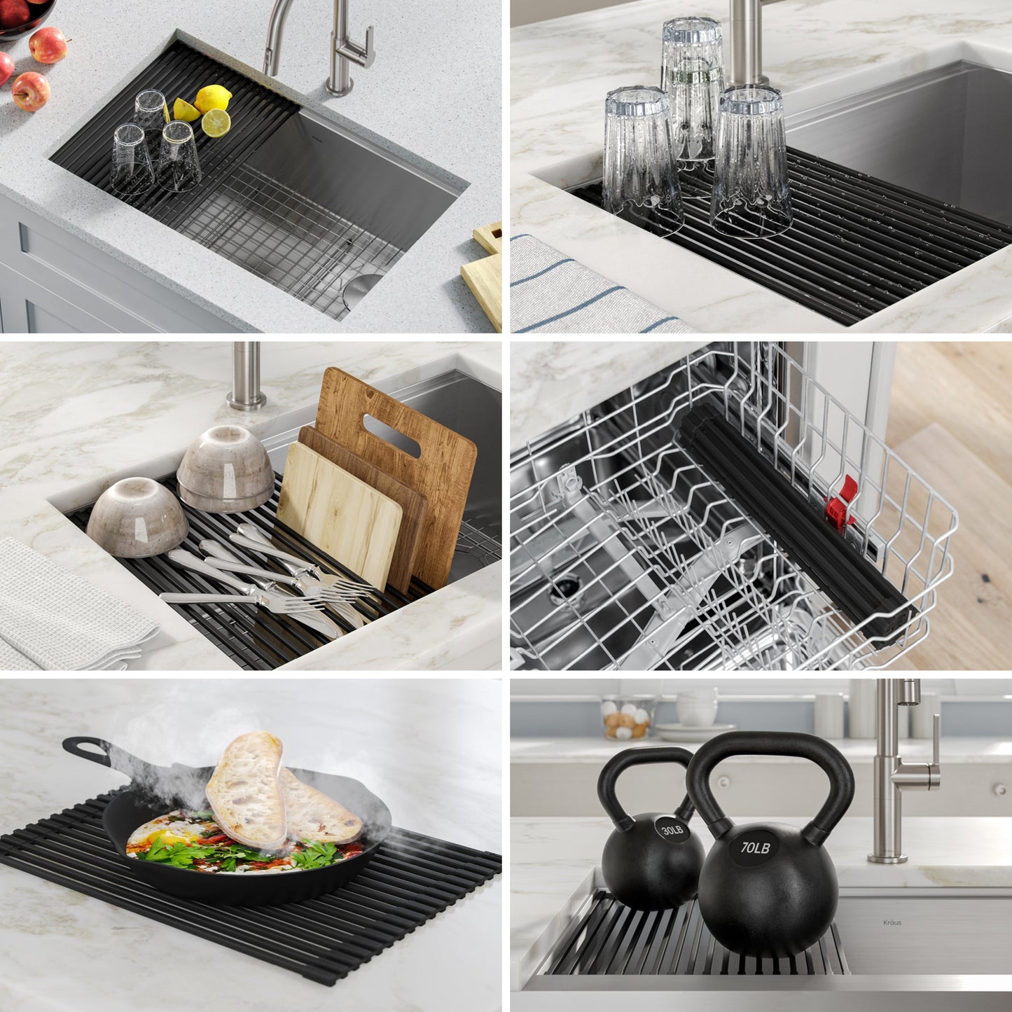 KRAUS Kore Workstation 32" Undermount 16 Gauge Single Bowl Stainless Steel Kitchen Sink with Accessories - KWU110-32