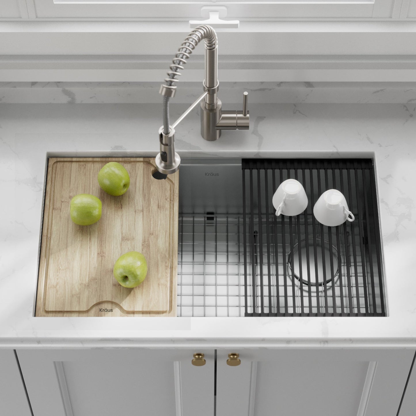 KRAUS Kore Workstation 32" Undermount 16 Gauge Single Bowl Stainless Steel Kitchen Sink with Accessories - KWU110-32