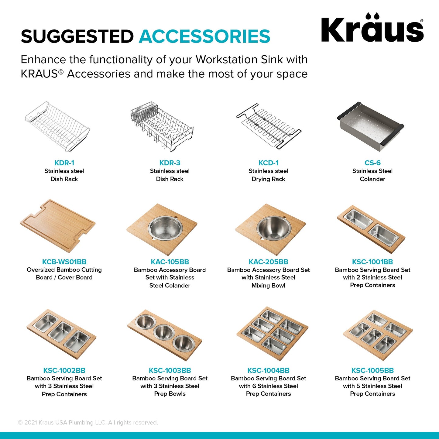 KRAUS Kore Workstation 33" Drop-In 16 Gauge 5.5" Deep Single Bowl ADA Kitchen Sink - KWT310-33/5.5