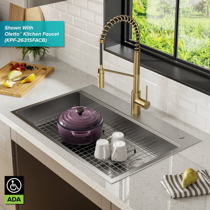 KRAUS Kore Workstation 33" Drop-In 16 Gauge 5.5" Deep Single Bowl ADA Kitchen Sink - KWT310-33/5.5