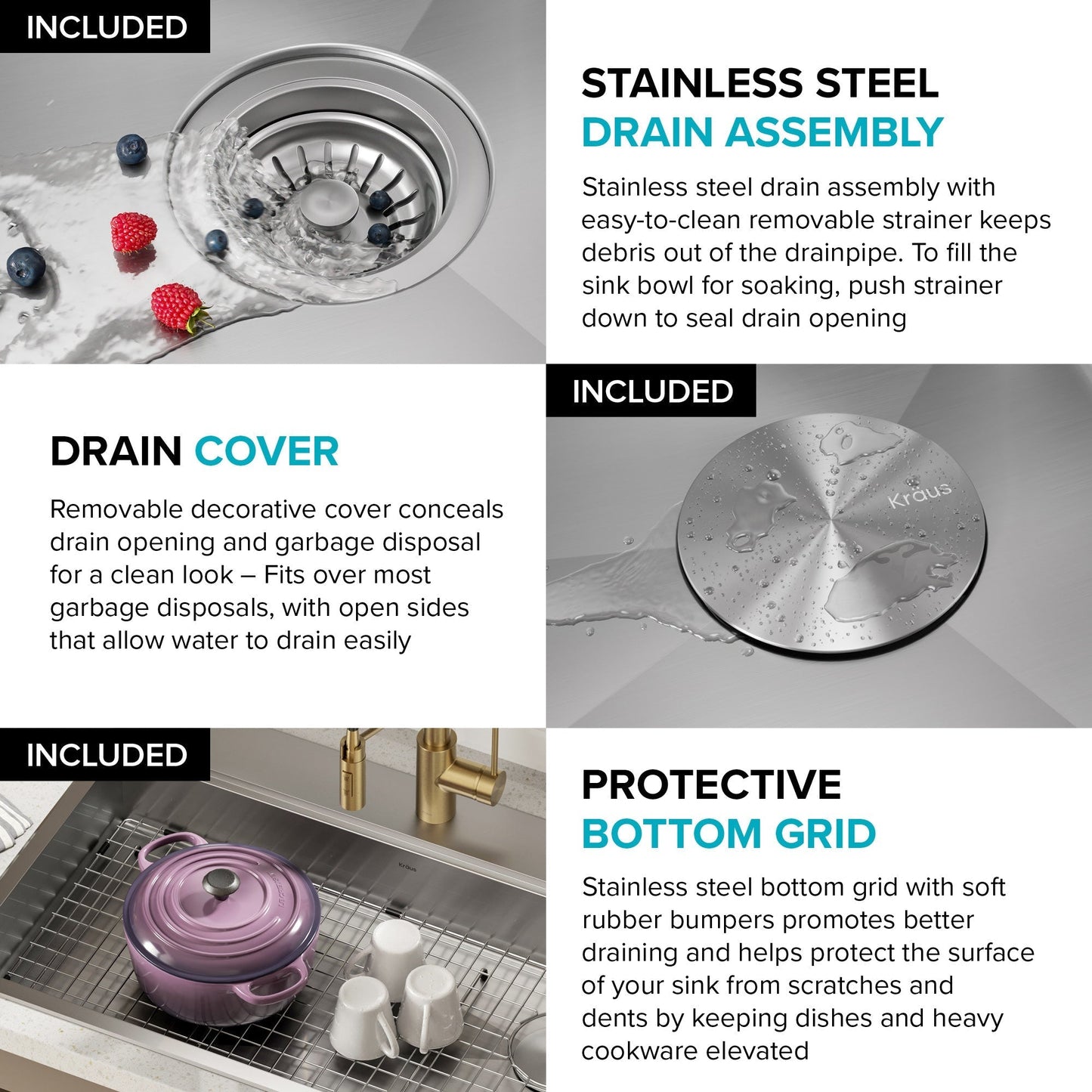 KRAUS Kore Workstation 33" Drop-In 16 Gauge 5.5" Deep Single Bowl ADA Kitchen Sink - KWT310-33/5.5