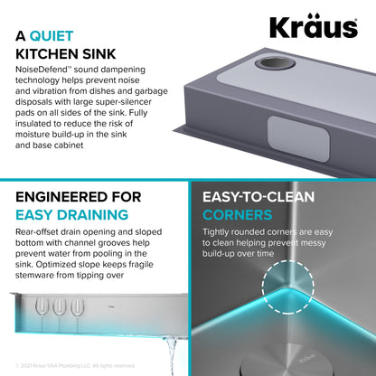 KRAUS Kore Workstation 33" Drop-In 16 Gauge 5.5" Deep Single Bowl ADA Kitchen Sink - KWT310-33/5.5
