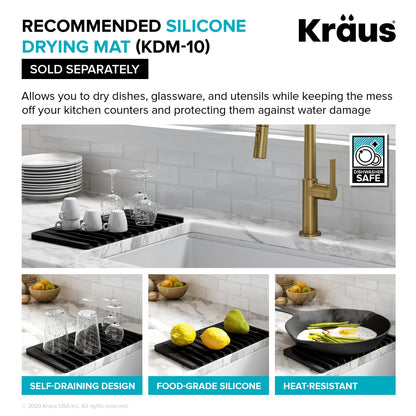 KRAUS Kore Workstation 33" Farmhouse Apron Front 16 Gauge Single Bowl Kitchen Sink in PVD Gunmetal - KWF210-33/PGM