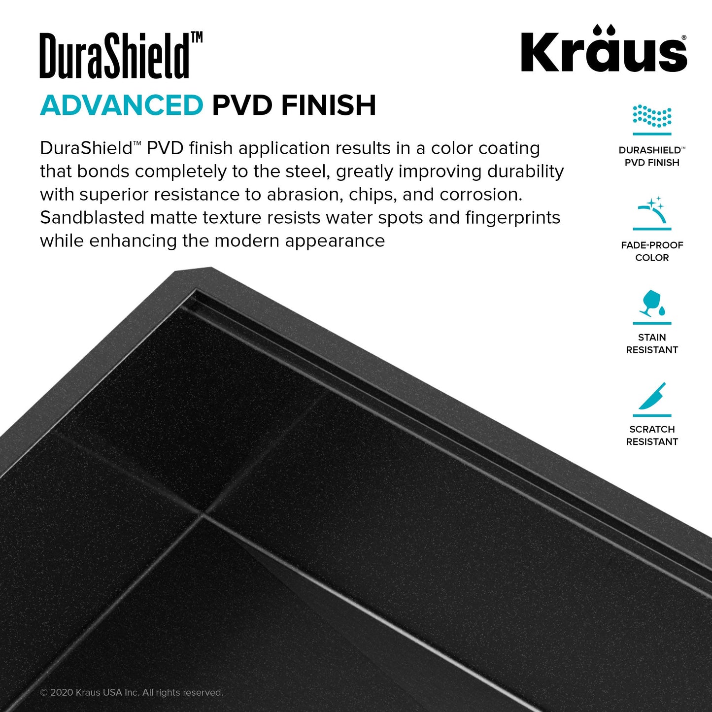 KRAUS Kore Workstation 33" Farmhouse Apron Front 16 Gauge Single Bowl Kitchen Sink in PVD Gunmetal - KWF210-33/PGM