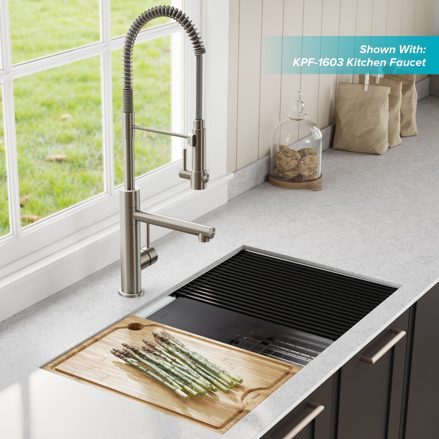 KRAUS Kore Workstation 33" Undermount 16 Gauge Double Bowl Stainless Steel Kitchen Sink with Accessories - KWU112-33