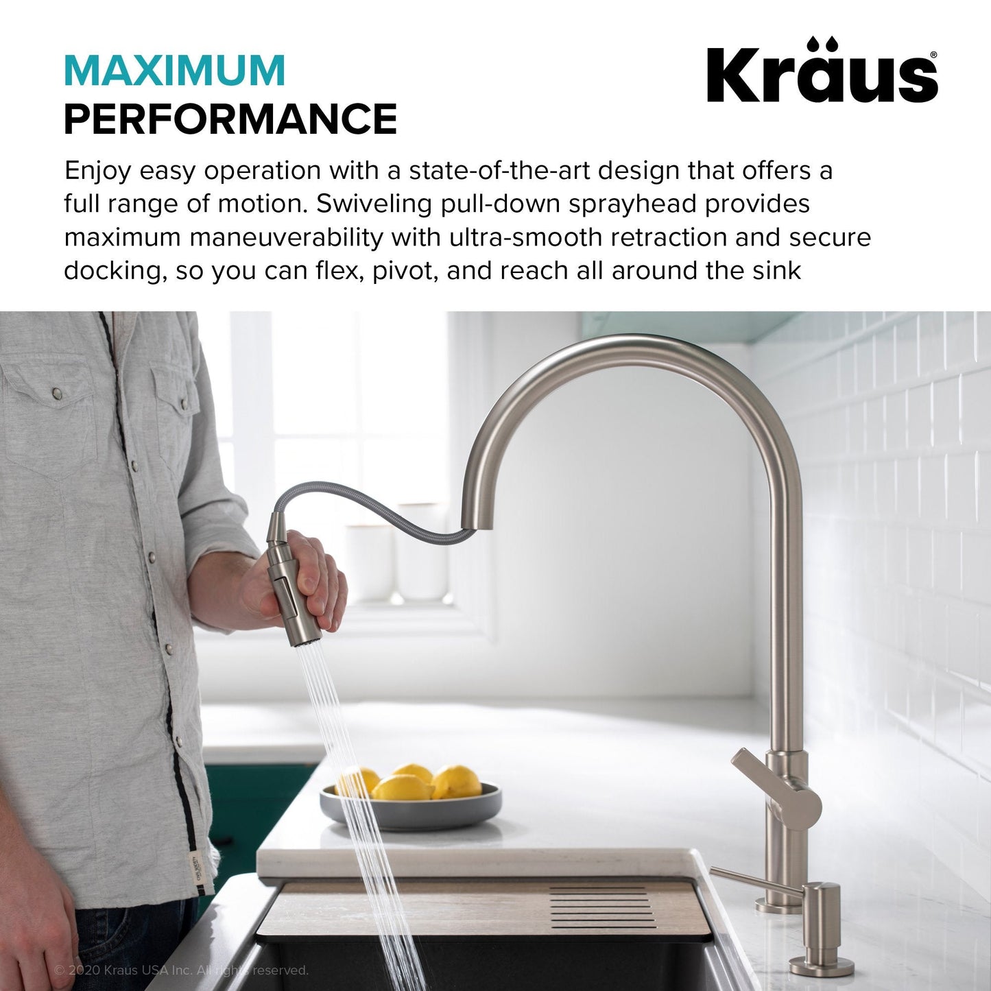 KRAUS Oletto High-Arc Single Handle Pull-Down Kitchen Faucet in Spot Free Antique Champagne Bronze - KPF-2821SFACB