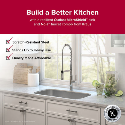 KRAUS Outlast MicroShield 16 Gauge Stainless Steel Undermount Kitchen Sink - KBU14E