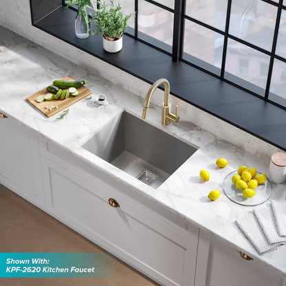 KRAUS Pax Zero-Radius 24" Undermount Single Bowl Stainless Steel Laundry Utility Sink - KHU24L