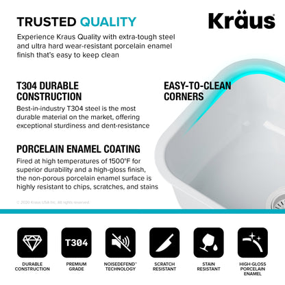 KRAUS Pintura 23" Enameled Stainless Steel Kitchen Sink in White - KEU12WHITE