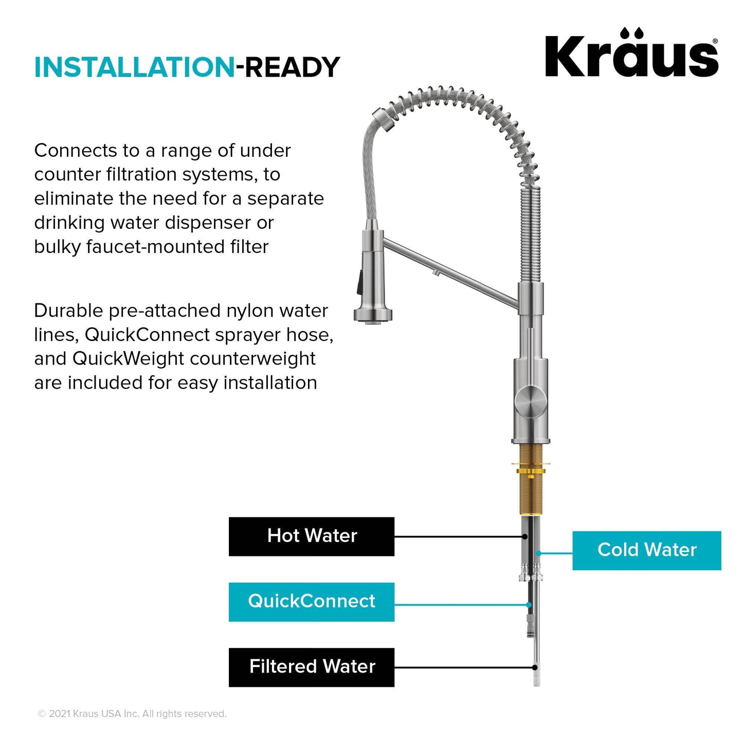 KRAUS Single Handle Kitchen Faucet with Integrated Dispenser for Water Filtration in Spot Free Stainless Steel - KFF-1610SFS