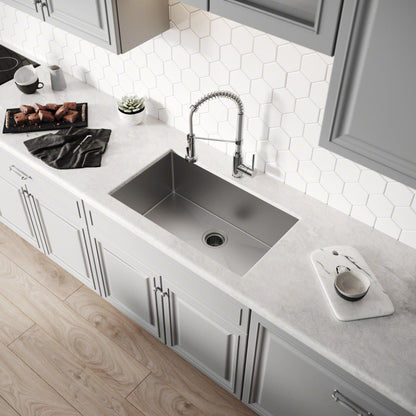 KRAUS 30" Undermount 16 Gauge Single Bowl Stainless Steel Small Radius Kitchen Sink - KHU100-30