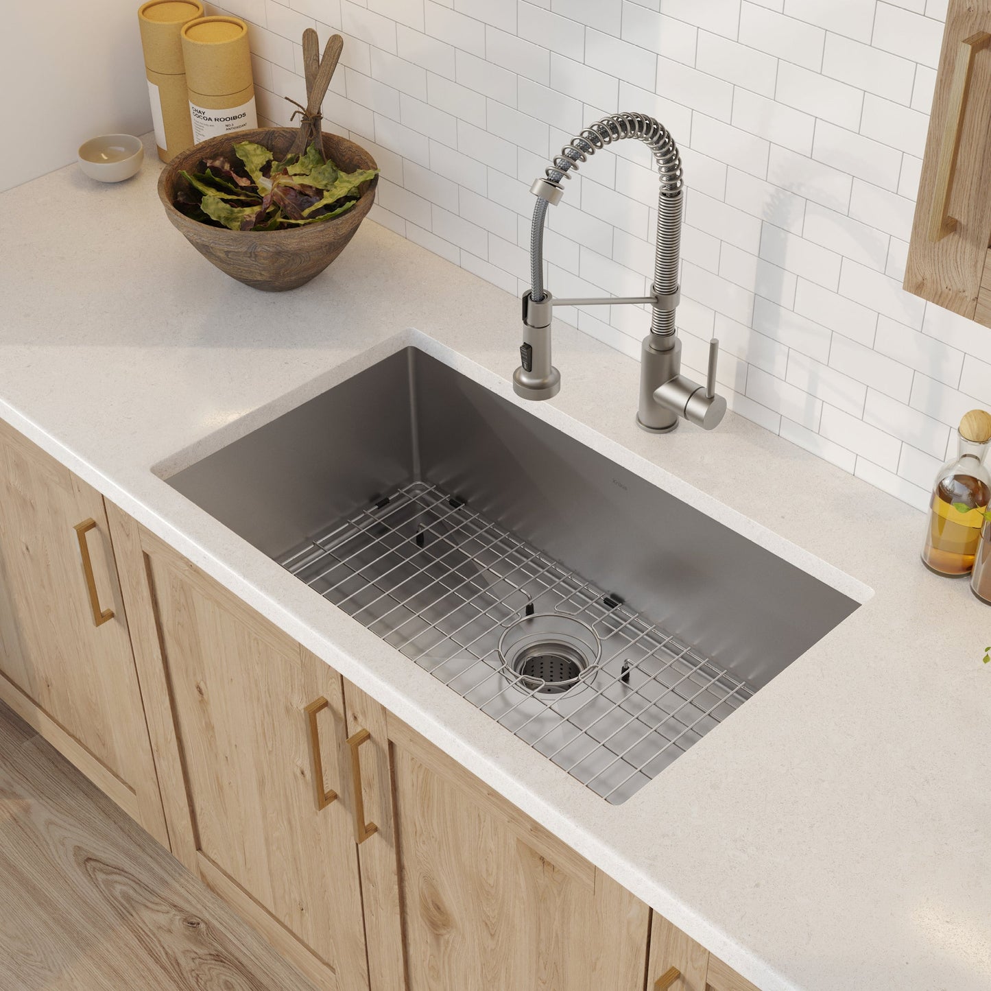 KRAUS 30" Undermount 16 Gauge Single Bowl Stainless Steel Small Radius Kitchen Sink - KHU100-30