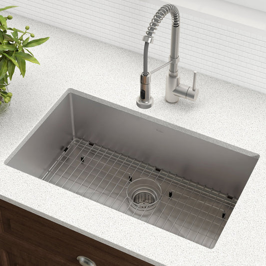 KRAUS 32" Undermount 16 Gauge Single Bowl Stainless Steel Small Radius Kitchen Sink - KHU100-32