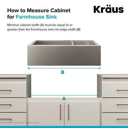 KRAUS Standart PRO 33" 16 Gauge 40/60 Double Bowl Stainless Steel Farmhouse Kitchen Sink in Stainless Steel - KHF204-33