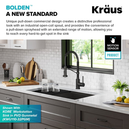 KRAUS Touchless Pull-Down Single Handle 18-Inch Kitchen Faucet in Matte Black - KSF-1610MB