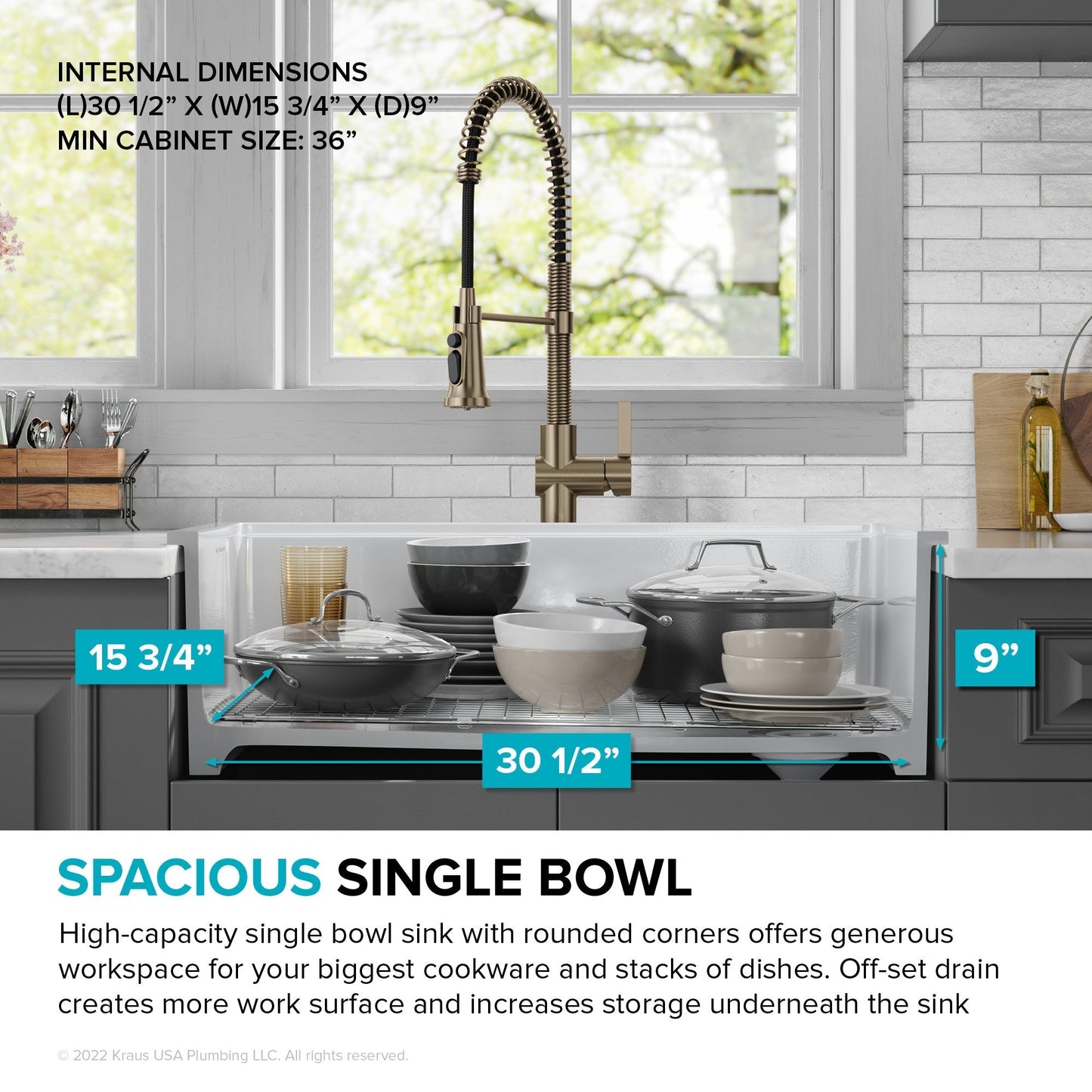 KRAUS Turino 33" Drop-In or Undermount Fireclay Workstation Kitchen Sink in Gloss White - KFDW1-33GWH