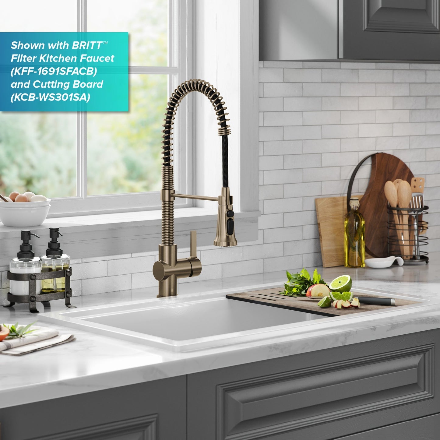 KRAUS Turino 33" Drop-In or Undermount Fireclay Workstation Kitchen Sink in Gloss White - KFDW1-33GWH