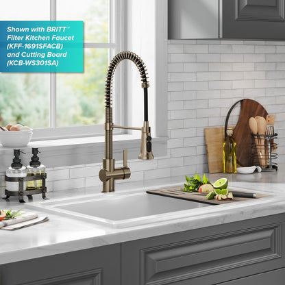 KRAUS Turino 33" Drop-In or Undermount Fireclay Workstation Kitchen Sink in Gloss White - KFDW1-33GWH