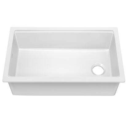 KRAUS Turino 33" Drop-In or Undermount Fireclay Workstation Kitchen Sink in Gloss White - KFDW1-33GWH