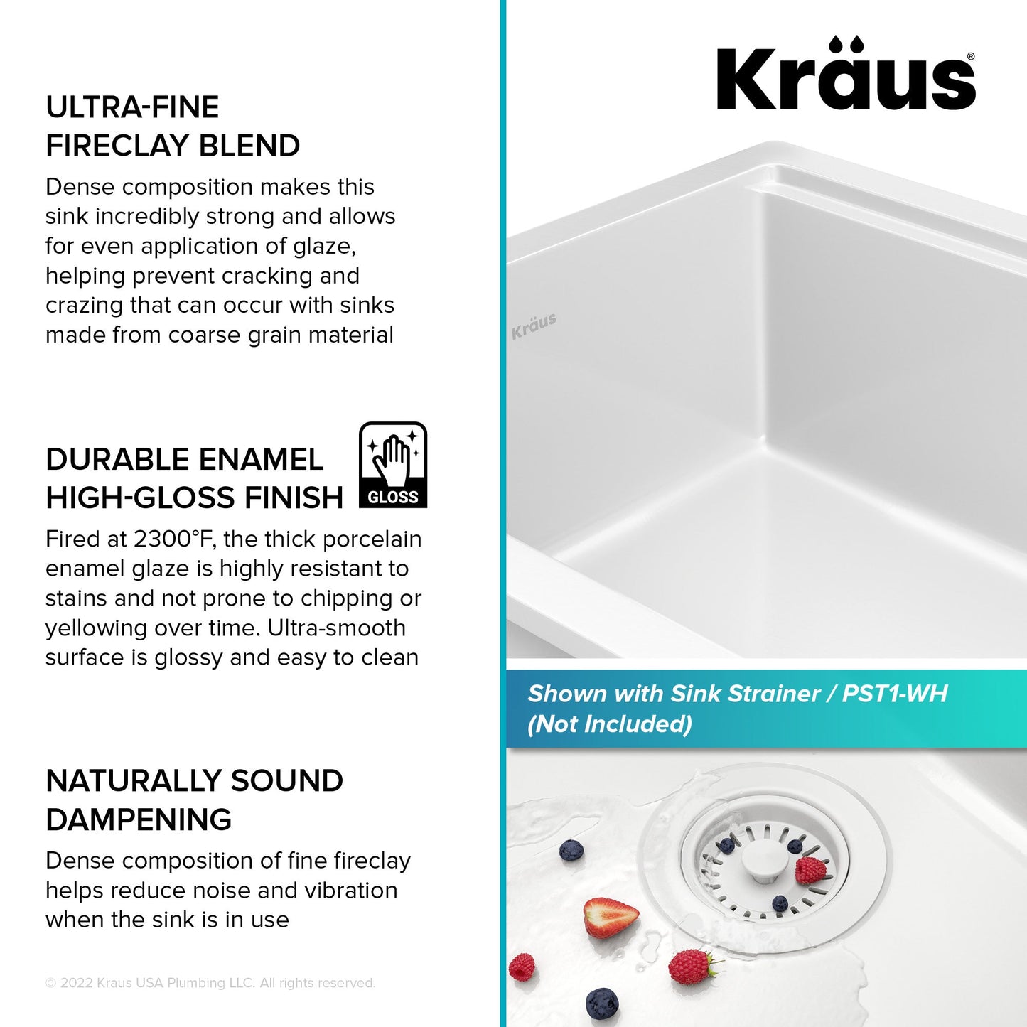 KRAUS Turino 33" Drop-In or Undermount Fireclay Workstation Kitchen Sink in Gloss White - KFDW1-33GWH